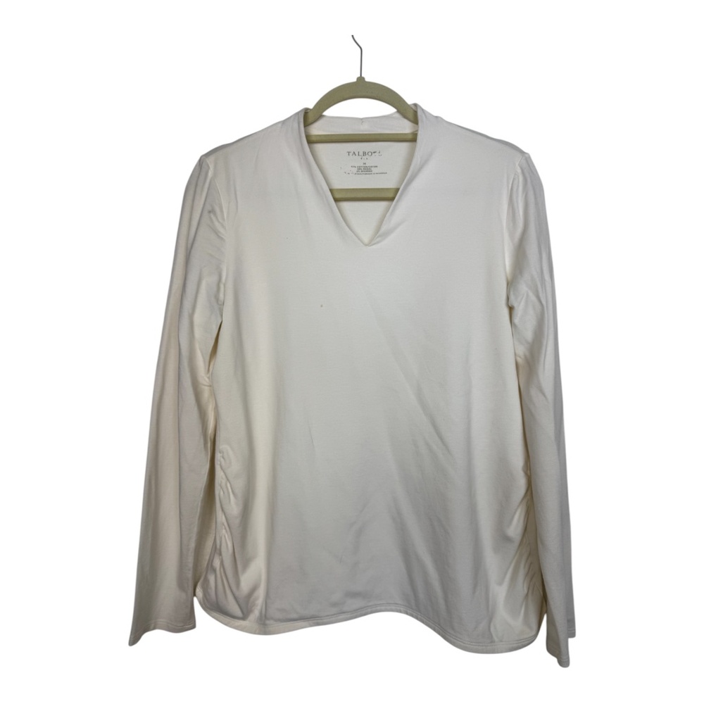 TALBOTS, V-Neck sweater talbots, size medium, long sleeve top, white pearl